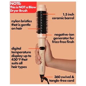 Thermal Ceramic Hair Styling Brush 1.5 inch